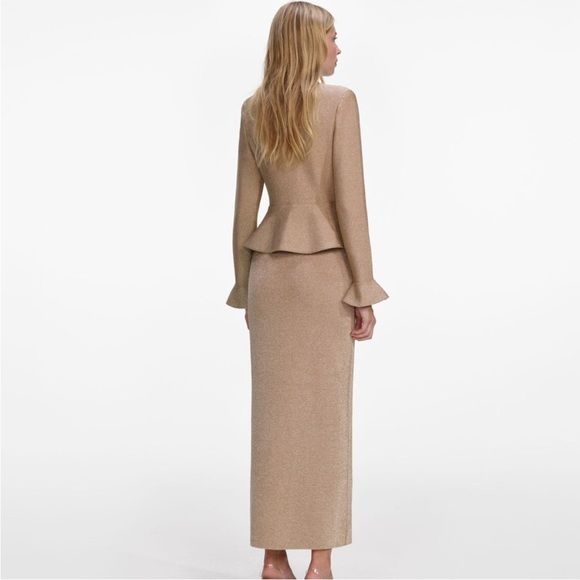 SOLD OUT! Self portrait GOLD CRYSTAL TRIM KNIT MIDI DRESS - Picture 4 of 9